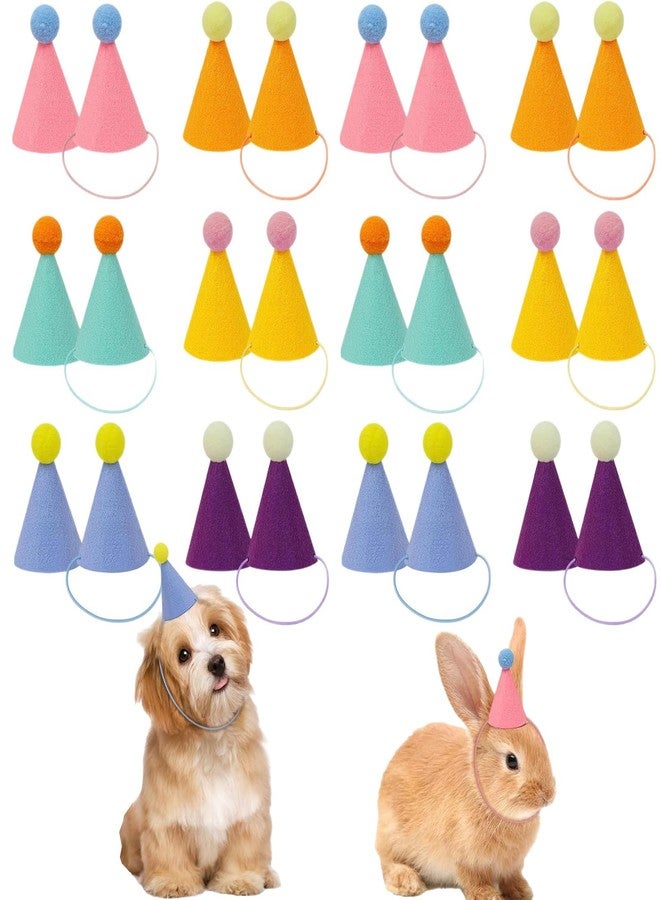 Ldmfcpa 24 Pcs Mini Party Hats for Stuffed Animals, Colorful Mini Felt Cone Hats for Dolls Dogs Cats Rabbits Toys, Birthday Party Hat Holiday Accessories Decoration Supplies (24) - Image 1